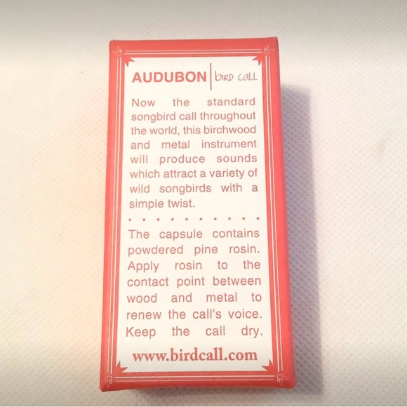 Original Audubon Bird Call with Rosin (NEW) Birchwood and Metal… Vintage Red - Picture 4 of 6
